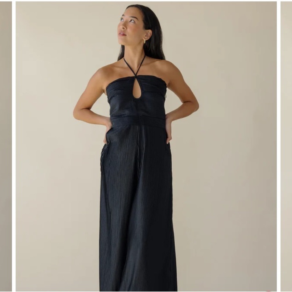 CAROLINA K NWT Pleated Carmen Jumpsuit Luxury Contemporary Old Money Night Out - Picture 3 of 12